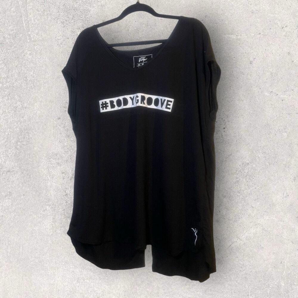 Body Groove Black Short Sleeve Slit Back Yoga Shirt “#Bodygroove ” Size …